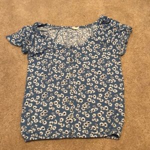 super super pretty blue off the shoulder shirt
